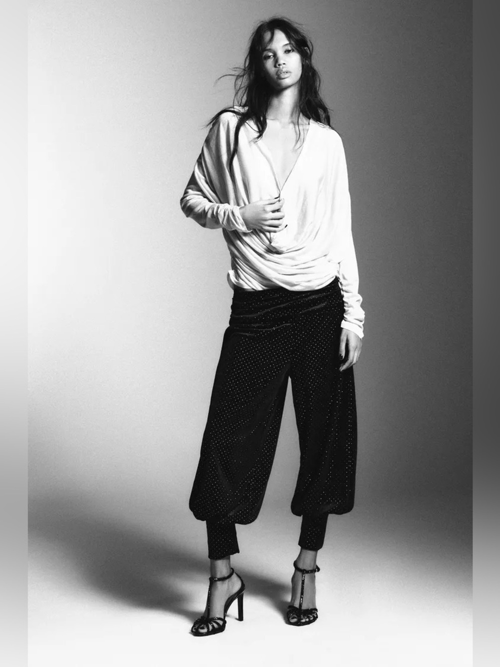 NWT Zara Woman SHINY VELVET BAGGY TROUSERS Pants Size L Large